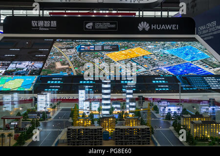 Smart city exhibit and urban big data at China Smart City International Expo 2018 in Shenzhen, China. Stock Photo