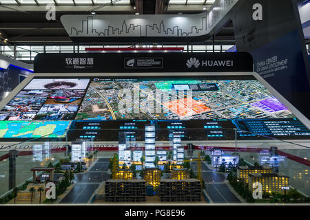 Smart city exhibit and urban big data at China Smart City Expo 2018 in Shenzhen, China. Stock Photo
