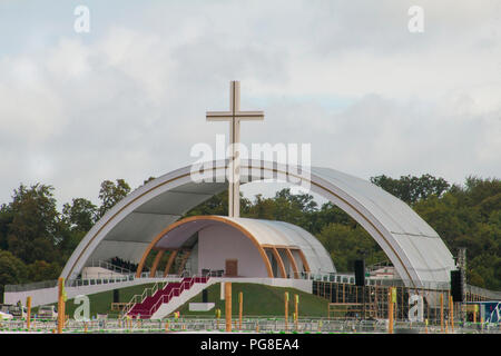 Dublin, Ireland. 24th Aug, 2018. The main stage/altar nearing completion in Dublin's Phoenix Park where Pope Francis will celebrate mass on Sunday 26/08/2018. An estimated 500,000 are expected to attend. Credit: noel bennett/Alamy Live News Stock Photo