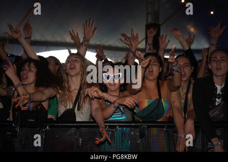 Reading, Berkshire, UK. 24th Aug 2018. Reading Festival, Berkshire, UK. 24th Aug, 2018. Fans of IAMDDB in the Radio 1 stage tent at the 2018 Reading Festival. Photo date: Friday, August 24, 2018. Credit: Roger Garfield/Alamy Live News Credit: Roger Garfield/Alamy Live News Stock Photo