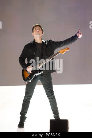 Fall Out Boy Perform on the main stage on day one at Reading Festival 2018 Stock Photo