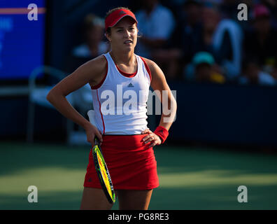 New York, USA. 24th Aug 2018. Anna Kalinskaya of Russia in action during the final qualifications round at the 2018 US Open Grand Slam tennis tournament. New York, USA. August 24th 2018. 24th Aug, 2018. Credit: AFP7/ZUMA Wire/Alamy Live News Stock Photo