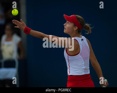 New York, USA. 24th Aug 2018. Anna Kalinskaya of Russia in action during the final qualifications round at the 2018 US Open Grand Slam tennis tournament. New York, USA. August 24th 2018. 24th Aug, 2018. Credit: AFP7/ZUMA Wire/Alamy Live News Stock Photo