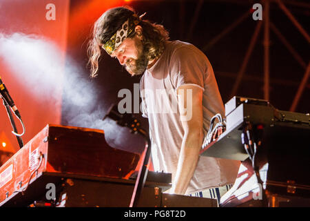 Turin, Italy. 24 August 2018. The American indie rock band THE WAR ON DRUGS performs live on stage at Spazio 211 during the 'Todays Festival 2018' Credit: Rodolfo Sassano/Alamy Live News Stock Photo