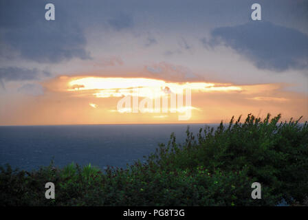 Portland. 24th August 2018. UK Weather: Dramatic sunset over Lyme Bay as blustery, wet weather kicks off the Bank Holiday weekend in Portland Credit: stuart fretwell/Ģ����ý Live News Stock Photo