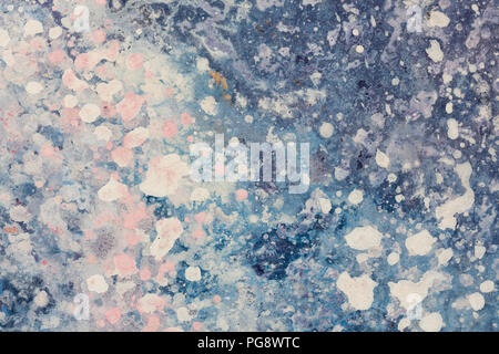 Abstract oil painting. Bright blue background. Water drops. Stock Photo