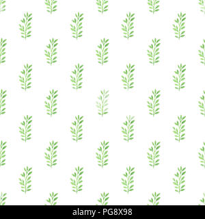 Watercolor floral seamless pattern with green leaves, white peonies ...