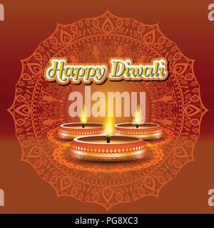 Modern elegant diwali design with candle with golden ornate. Trendy Diwali  background design. Vector Illustration Stock Vector Image & Art - Alamy