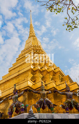 Golden Chedi of Wat Phra Kaew, the Temple of the Emerald Buddha, Bangkok, Thailand. Stock Photo