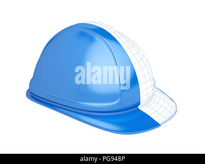 3D render of safety helmet with visible wire-frame Stock Photo