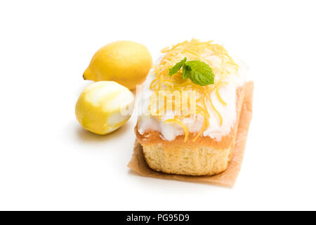 Homemade  lemon loaf isolated on white Stock Photo
