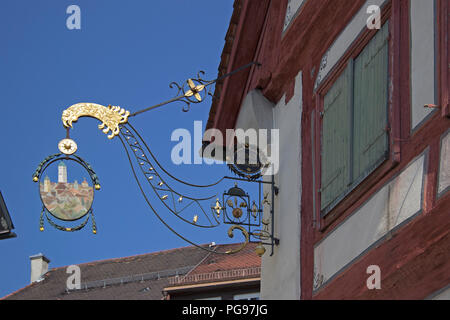 wrought-iron signboard, museum of local history, Wangen, Allgaeu, Baden-Wuerttemberg, Germany Stock Photo