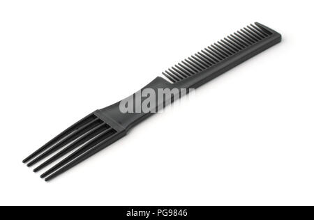 Black plastic fork comb isolated on white Stock Photo