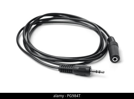 3.5 mm stereo audio extension cable isolated on white Stock Photo
