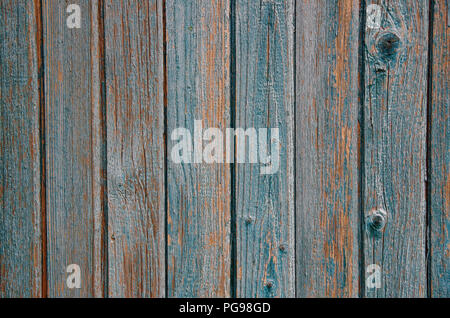 Wooden background from vertical old boards with shabby paint Stock Photo