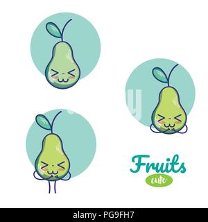 Pears cute fruits cartoons Stock Vector