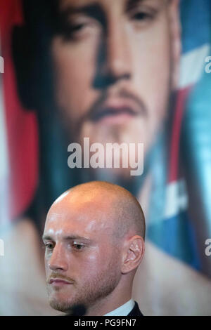 WBA Super World Champion George Groves attends a World boxing Super Series press conference at the Landmark Hotel in London today ahead of his Muhammad Ali Trophy Super Middleweight Final against Callum Smith on September 28 at the King Abdullah sports City in Jeddah, Saudi Arabia. PRESS ASSOCIATION Photo. Picture date: Friday August 24, 2018. See PA story boxing London. Photo credit should read: Stefan Rousseau/PA Wire Stock Photo