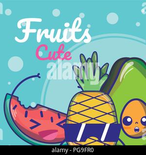 Cute fruits cartoons Stock Vector