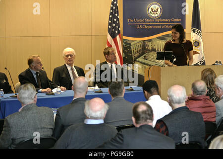 Assistant Secretary of State for Public Affairs Michelle Giuda delivers opening remarks at the &quot;Embassy in Crisis: Diplomats and the Tet Offensive&quot; panel discussion at the U.S. Department of State in Washington, D.C. on March 15, 2018. Stock Photo