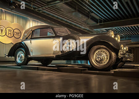 RIGA, LATVIA-APRIL 18, 2018: 1936 Horch 853 in the Riga Motor Museum. Stock Photo
