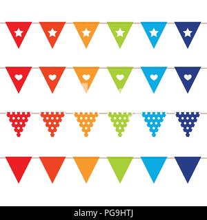 Colorful flags with pattern isolated on white backgound vector illustration Stock Vector