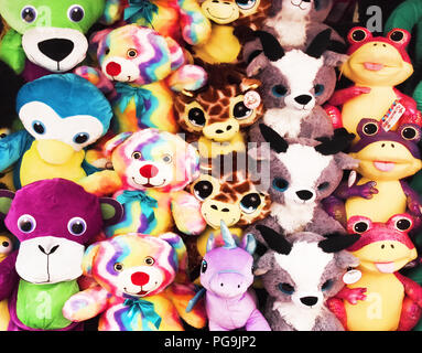 Geddes, New York, USA. August 23, 2018. Stuffed plush toy prizes on the midway of The New York State Fair in Geddes , New York Stock Photo