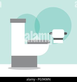 white toilet bowl and paper cartoon bathroom Stock Vector