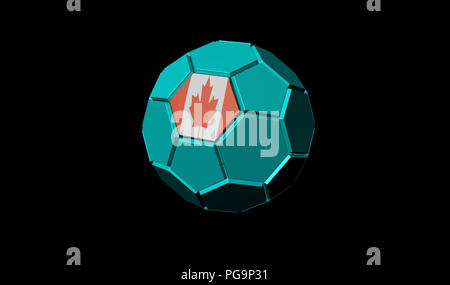 3D render of soccer ball Canada flag Isolated on a black background Stock Photo