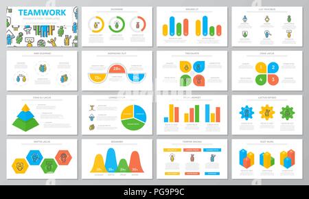 Human resources and business organization management presentation templates elements on white background. Vector infographics, flyer and leaflet, corporate report, marketing, advertising, banner. Stock Vector