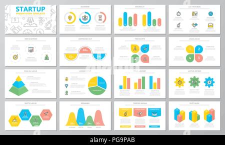 Startup and business presentation templates elements on white background. Vector infographics, flyer and leaflet, corporate report, marketing, advertising, banner. Stock Vector