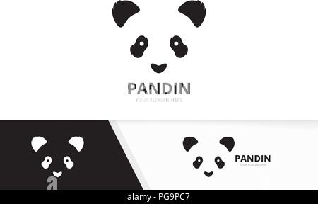 Vector panda logo combination. Animal and nature symbol or icon. Unique bear logotype design template. Stock Vector