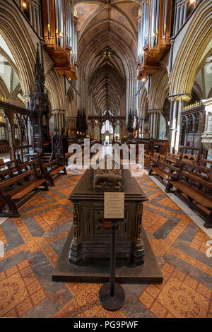 The tomb of King John In Worcester Cathedral, England