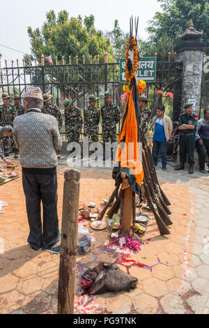 Kathmandu, Nepal - March 25, 2018: Ritual of the sacrifice on March 25, 2018 in Kathmandu, Nepal. Stock Photo