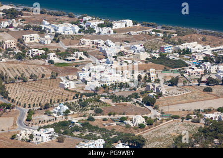 Hotel landscape in Kamari, Santorini. Stock Photo