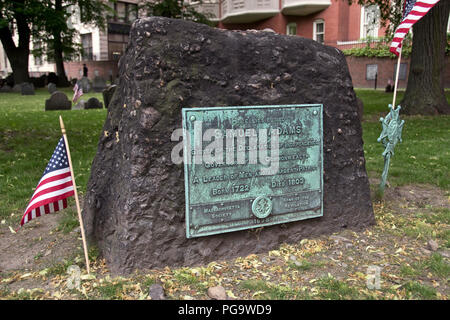 American patriot Sam Adams’ grave in the Granary Burying Ground, Boston, Massachusetts. Stock Photo