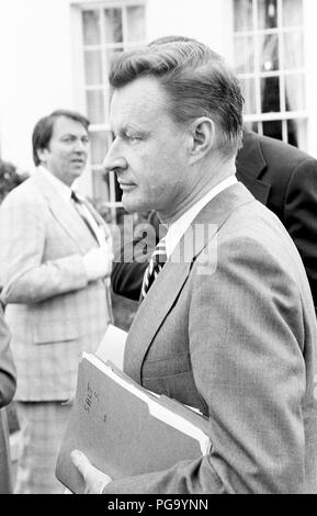 Zbigniew Brzezinski, half-length portrait, facing left, at a meeting with congressional leaders about the SALT talks. Brzezinski served as national security advisor to President Jimmy Carter. Stock Photo