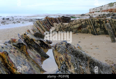 The wreck of the Sheraton below the cliffs at Hunstanton, West Norfolk, UK Stock Photo