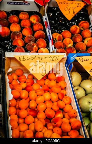 Fresh fruit on sale outside a french grocery store in Lille Stock Photo