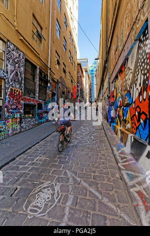 Hosier Lane, Famous Laneway Street Art (Graffiti) of Melbourne Stock Photo