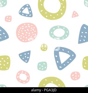 Childish seamless pattern with triangles and polka dots. Creative texture for fabric, textile Stock Vector
