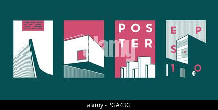 Architecture conceptual drawings. Colorful backgrounds. Applicable for Banners, Placards, Posters, Flyers. Vector illustration. Stock Vector