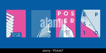 Architecture conceptual drawings. Colorful backgrounds. Applicable for Banners, Placards, Posters, Flyers. Vector illustration. Stock Vector