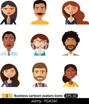 Users business people, men and women avatar flat  icons vector illustration cartoon characters Stock Vector