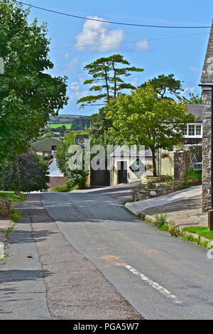 Colwinston is a village near Cowbridge in the Vale of Glamorgan S.Wales. This view is of the road Coed Marsamen from The Sycamore Tree pub. Stock Photo