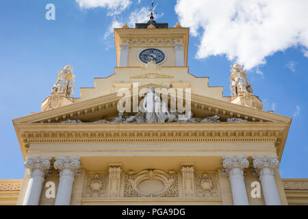 Gable, Town Hall, Ayuntamiento, Málaga, Costa del Sol, Andalucia, Spain Stock Photo