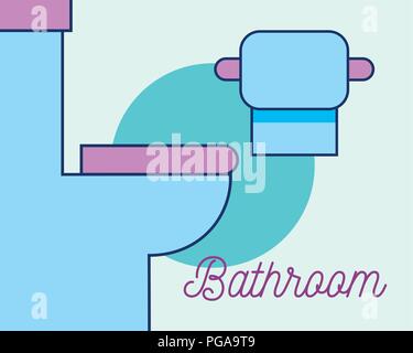toilet and toilet paper interior bathroom Stock Vector