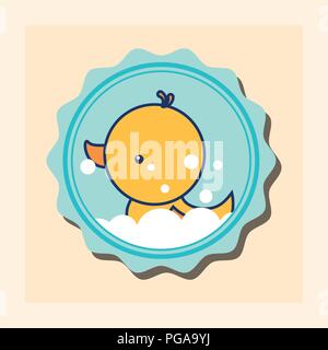 rubber duck bubbles toy banner bathroom Stock Vector
