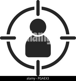 Target audience. Customer, client targeting. Consumer centricity. Aim human sign Stock Vector