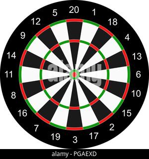 Classic board, target for darts game. Twenty black and white sectors. Stock Vector