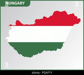 The detailed map of Hungary with National Flag Stock Vector